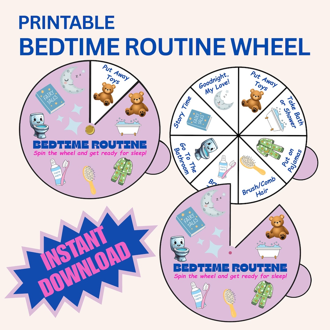 Bedtime Routine Wheel for Kids Ages 6–12 | Printable Routine Chart ...
