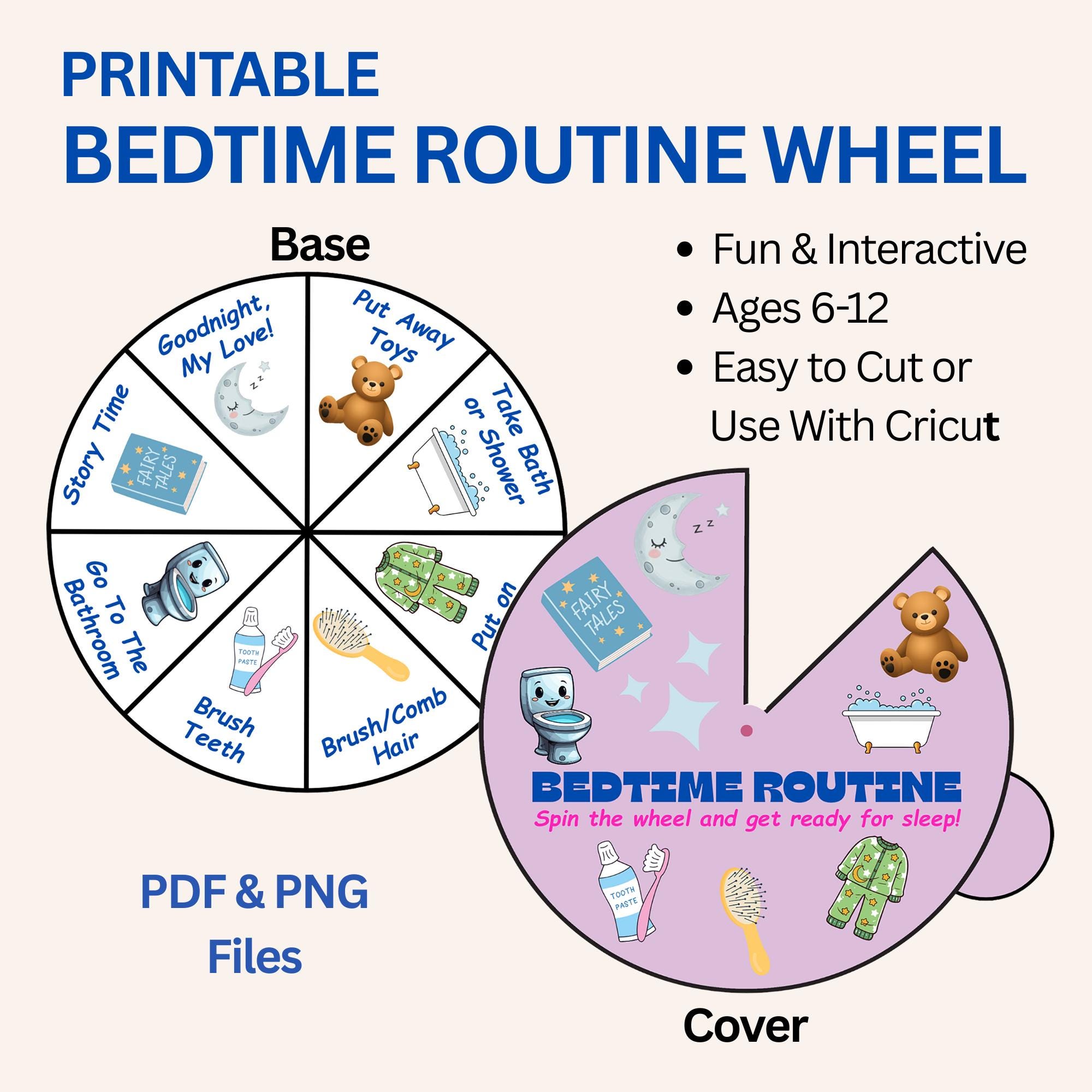 Bedtime Routine Wheel for Kids Ages 6–12 | Printable Routine Chart ...