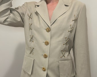 Vintage Louis Feraud Leinen Blazer geschnürt