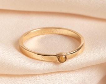 Minimalist Gold Mustard Seed Ring - 14k/18k Solid Gold, Inspirational Faith Jewelry, Perfect Christian Gift for Baptism & Confirmation
