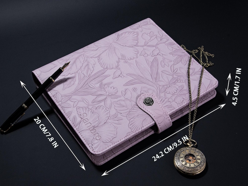 Engraved Embossed Leather Journal,6-ring Binder Padfolio for Planner,a5 ...