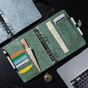 Diário de couro A4/A5/B5 gravado, capa de fichário de couro em relevo, planejador de couro B5 personalizado, filofax de couro para casamento, presente para mulheres