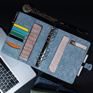 Capa elegante para caderno em couro sintético, diário de couro personalizado com fichário, capa para fichário em couro A4/A5/B5 com relevo, presente para ela, presente de Natal