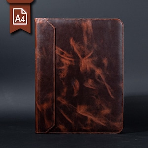 Personalized Leather Portfolio Folder A4,3-Ring Binder Portfolio,Engraved Laptop Bag, Custom Office Binder with Zipper,Business Gift for Men
