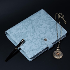 Capa de fichário A5 personalizada, agenda de couro personalizada com fichário de 6 argolas, fichário elegante, capa de agenda minimalista, presente de Natal