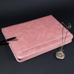 Custom Refillable Portfolio,Personalized PU Leather Organizer,Logo&Name Engraved Padfolio,Office A4 Notebook Cover for Women,Business Gift