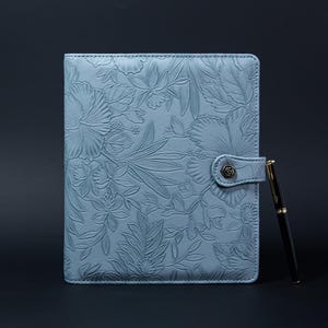 Capa de couro com relevo para fichário, planejador elegante A5 com 6 argolas de couro, bloco de notas de couro personalizado para mulheres, presente de Natal, presente de aniversário