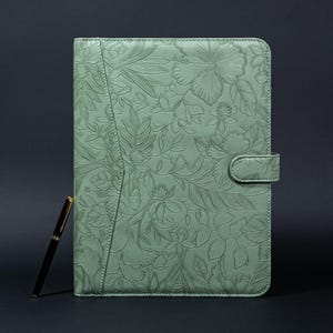 Gegraveerde leren A4-omslag, leren dagboek met 3 ringen in reliëf, leren planneromslag kantoor gepersonaliseerd, cadeau voor haar, kerstcadeau