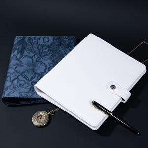 Capa de planejador de anéis A4/A5/B5 personalizada, capa de diário A5 recarregável, diário de fichário de 6 argolas, diário de viagem gravado, presente premium para mulheres