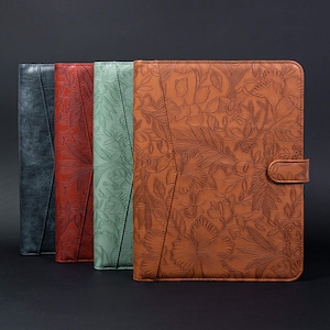 Capa de couro sintético com relevo, diário de couro personalizado com 3 argolas, planejador de couro com monograma, diário de viagem A4, presentes de Natal