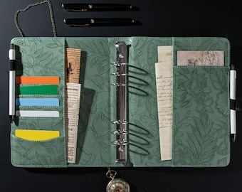 Personalized A6/A5/B5/A4 Planner, Customizable Binder Cover, Diary 6-Ring Binder, Embossed Leather Journal, Christmas/Anniversary Gifts