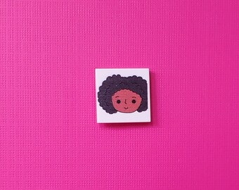 Custom printed brick tile portrait | kawaii girl with curls