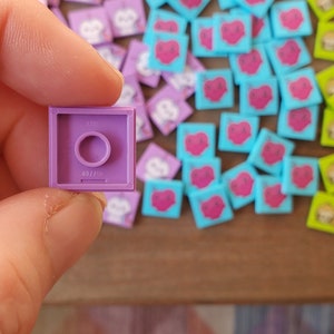 Kawaii kitticorn custom UV-printed Lego tile.  2x2 genuine Lego light pink tile. Designed in Australia. Printed in USA.