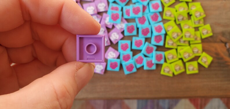 Kawaii kitticorn custom UV-printed Lego tile.  2x2 genuine Lego light pink tile. Designed in Australia. Printed in USA.