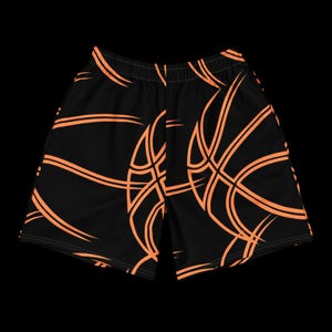 Short long de sport unisexe orange Basketball tout imprimé ; Short de basket-ball ; Short imprimé