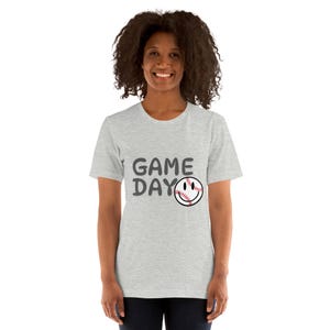 Baseball Game Day Smiley Face Unisex t-shirt; Baseball Mom Womens Shirt