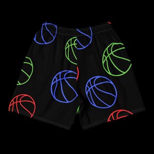Short de sport unisexe noir entièrement imprimé de basket-ball ; Short de basket-ball ;