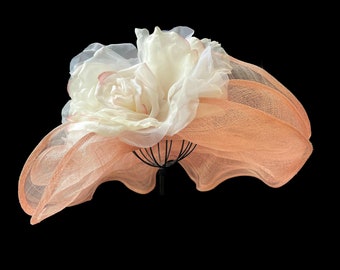 Women's Kentucky Derby Hat, Downton Abby Style, Bridal Luncheon, Garden Wedding Hat in Mauve Pink, Cream and Rose Gold - "Blushing Beauty"