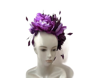 Parrot Head Party, Margaritaville, Jimmy Buffet Party, Luau, Mermid Parade, Fascinator Headband in Tonal Purple - "Let's Party"