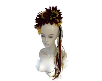 Dia De los Muertos Flower Crown, Calavera Floral Headpiece, Frida Costume Headband, Burlesque, Day of the Dead Headpiece  "Corona de Flores"
