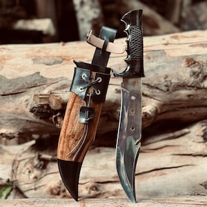 Custom Hunting Knife, Outdoor Knife, Tactical Knife, Personalized Knife, With Leather Sheath, Bushcraft Knife, Gift For Him, Christmas Gift