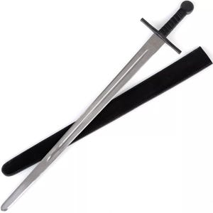 Hand Forged Medieval Sword: 1095 High Carbon Steel, Leather Sheath
