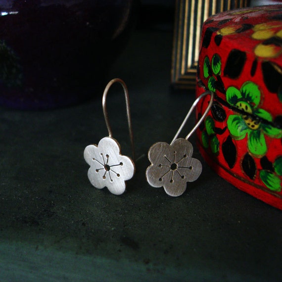 Items similar to Cherry Blossom Earrings Sterling Silver on Etsy