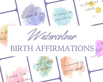 Afirmaciones en acuarela: mantras para el embarazo, el parto y el trabajo de parto / Fondos de pantalla digitales gratuitos para un embarazo consciente