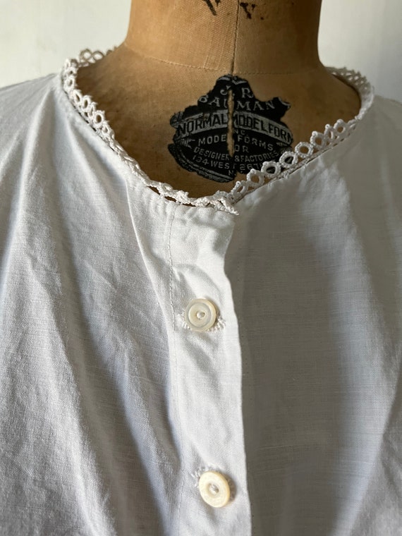 Antique Edwardian 1900 Women's White Cotton Blouse - image 2