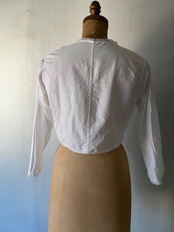 Antique Edwardian 1900 Women's White Cotton Blouse - image 7