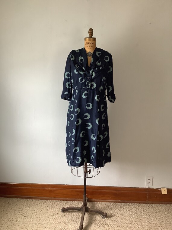 Vintage 1930s Women's Silk Dress - Half Moons