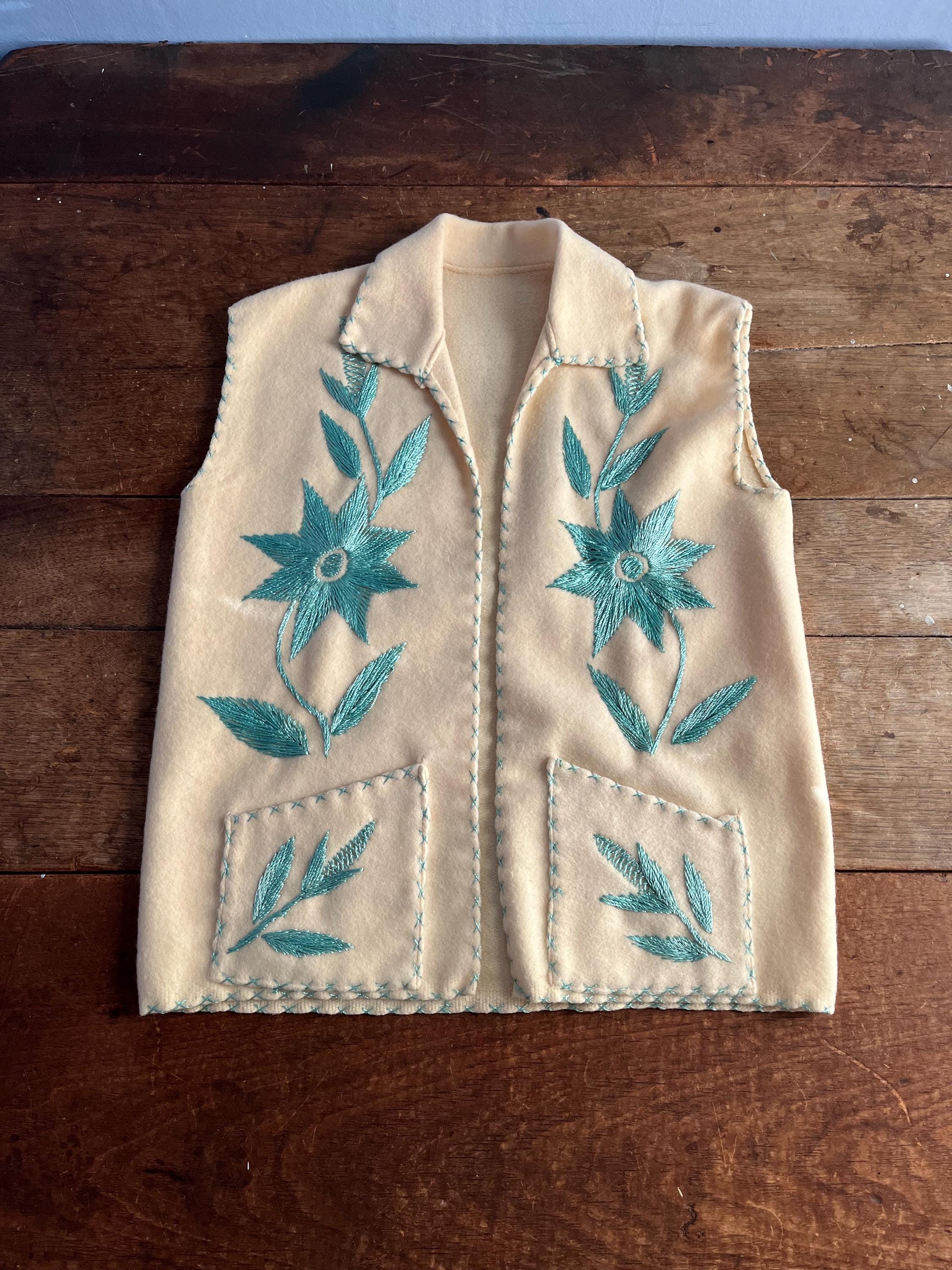 トップス 40`S Vintage Wool Vest Vintage 1940s Women's Wool Felt and Embroidered Vest - Etsy