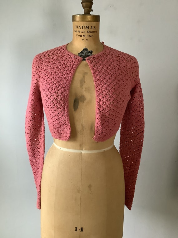 Vintage 1930s Women's Hand Crochet Sweater Bolero
