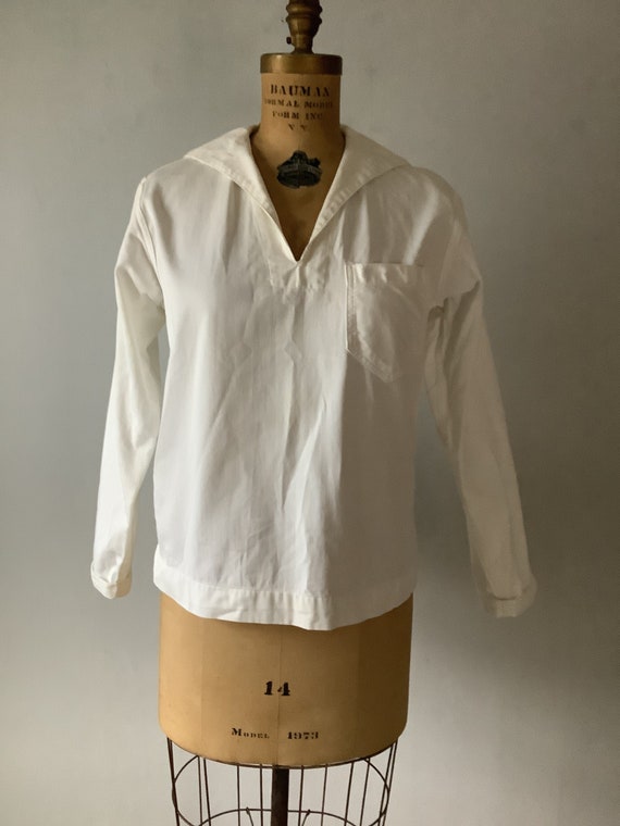 Vintage White Cotton Navy Sailor Shirt