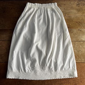 Vintage Repurposed White Cotton and Crochet Skirt White