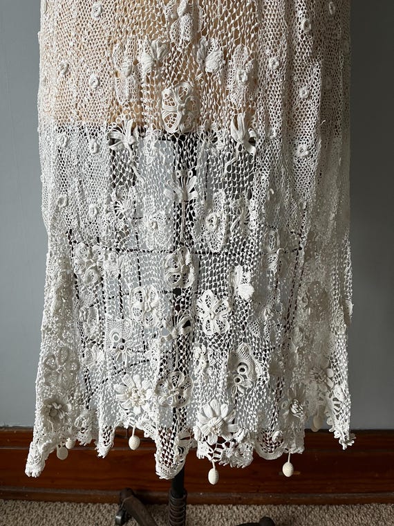 Antique Victorian Edwardian Irish Crochet Lace Jacket - Gem