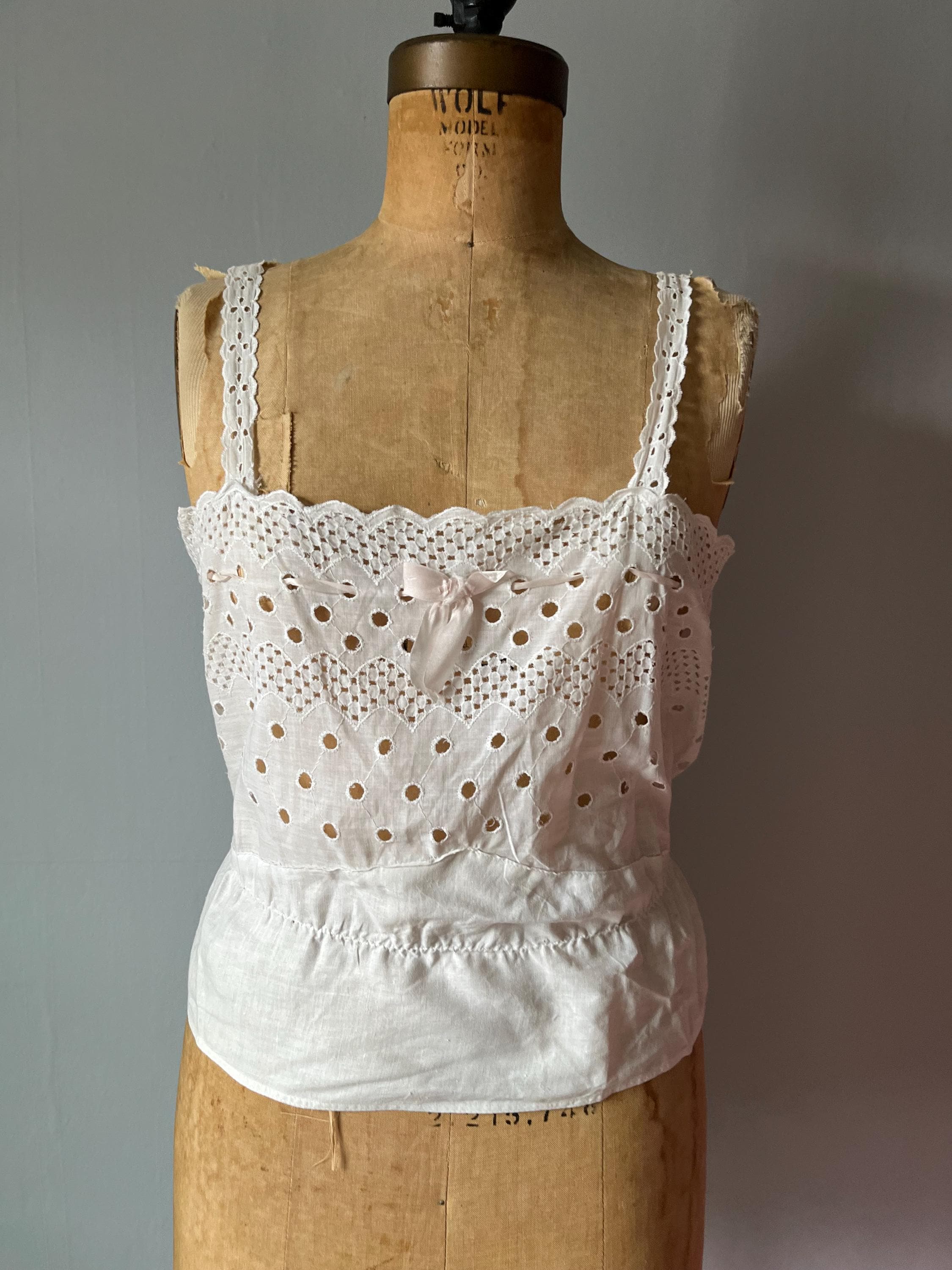 Vintage 1960s White Eyelet Camisole