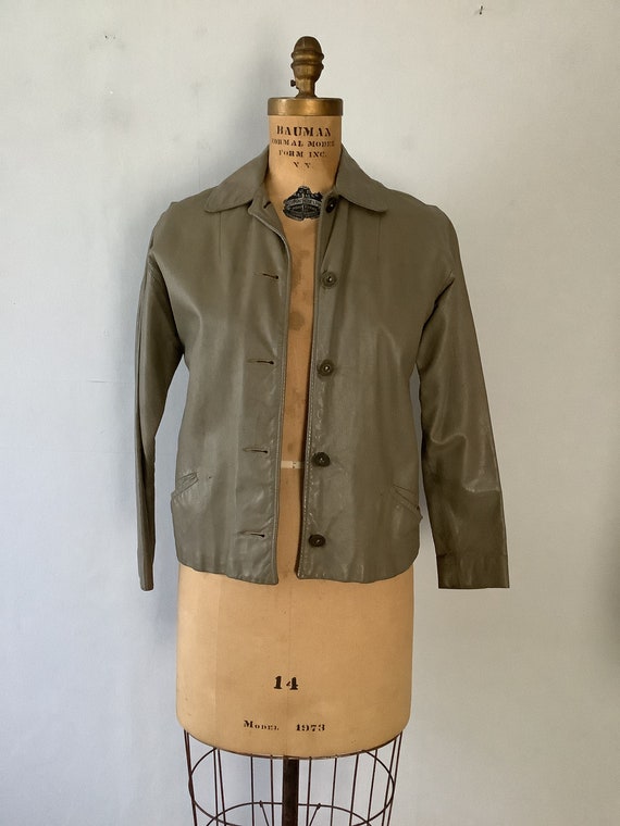 Vintage 1960s Leather Jacket Pebble Grey - Samuel