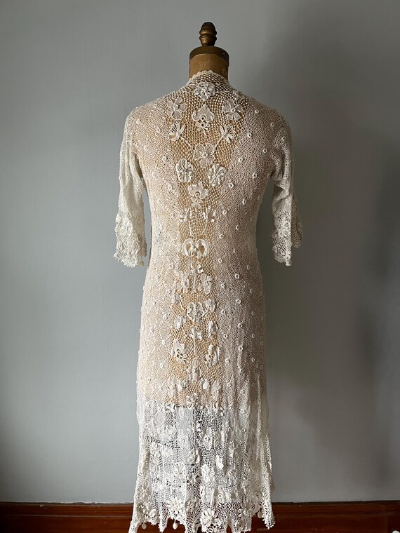 Antique Victorian Edwardian Irish Crochet Lace Jacket - Gem
