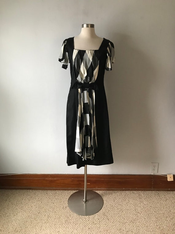 Vintage 1940s Women's Black & White Dress