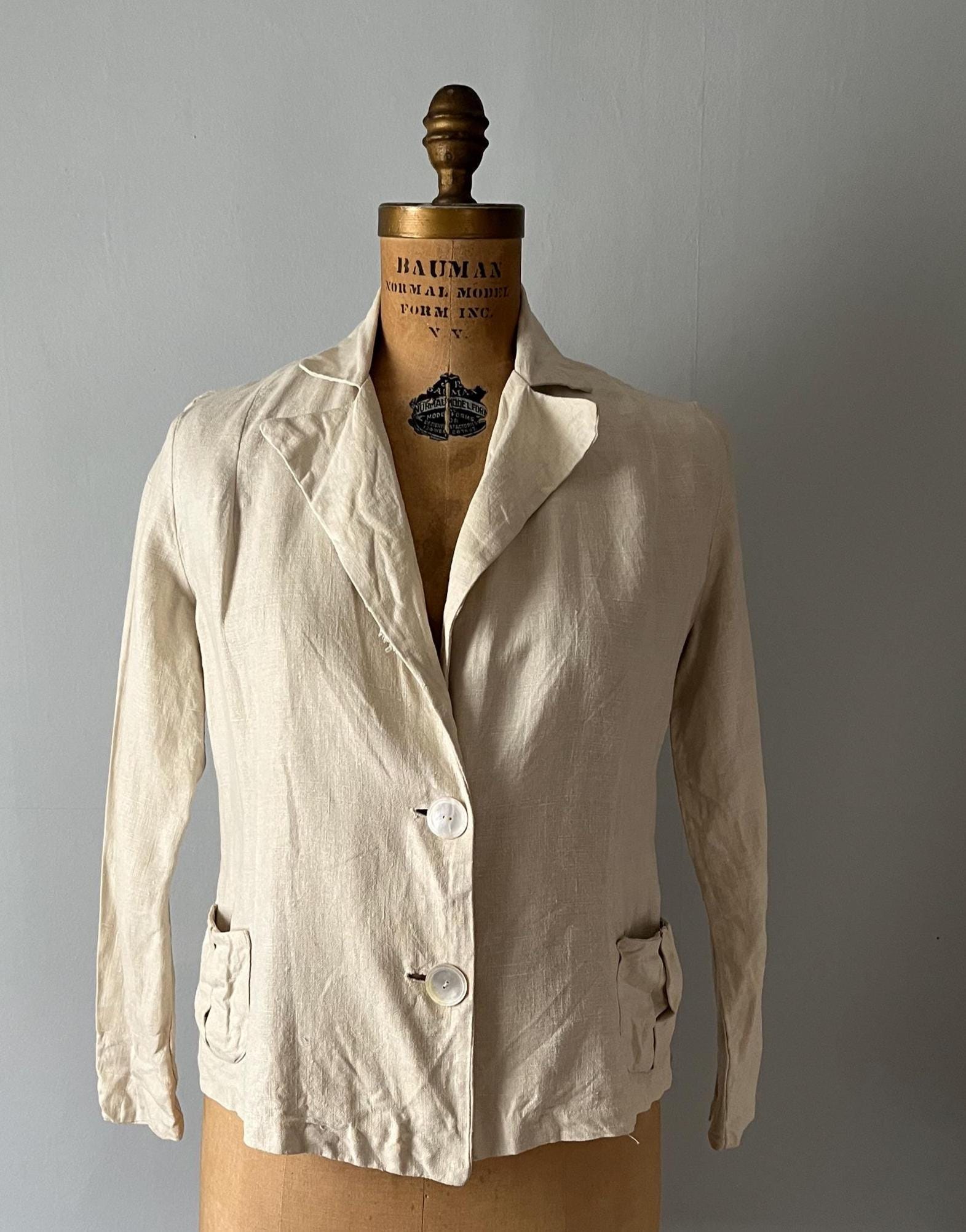 20s 30s vintage LINEN JACKET リネンジャケット オネット ポールハーデン ナイジェルケーボン ヤーモ フランス イギリス カバーオール