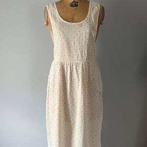 Antique Victorian Edwardian Women&#39;s Pinafore Dress Apron Cotton
