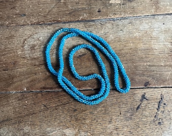 Vintage 1920s Beaded Blue Glass Necklace