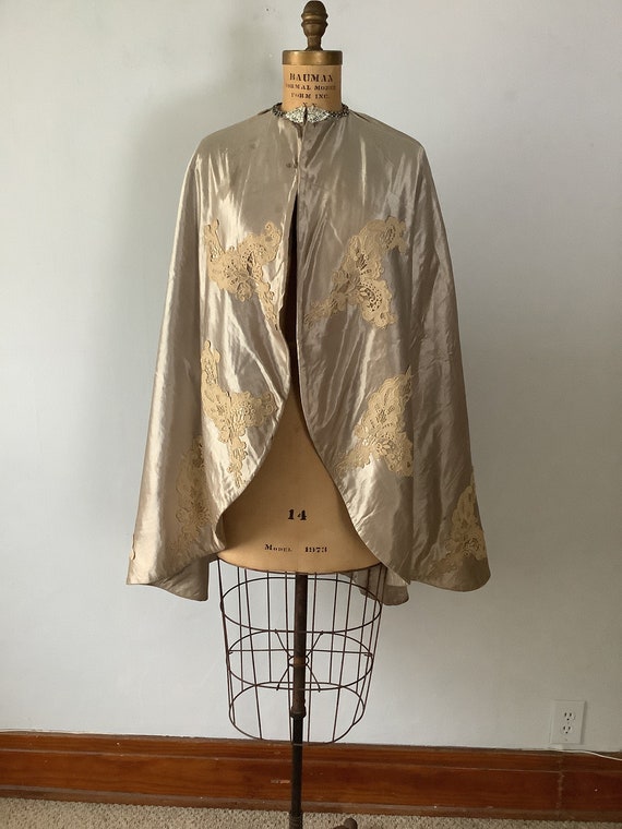Vintage Satin and Lace Cape