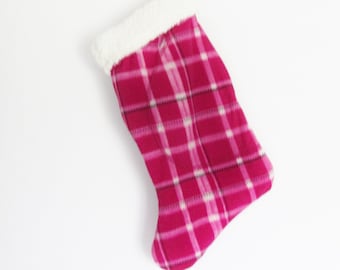 Christmas Stocking Upcycled Polyester Flannel S-3