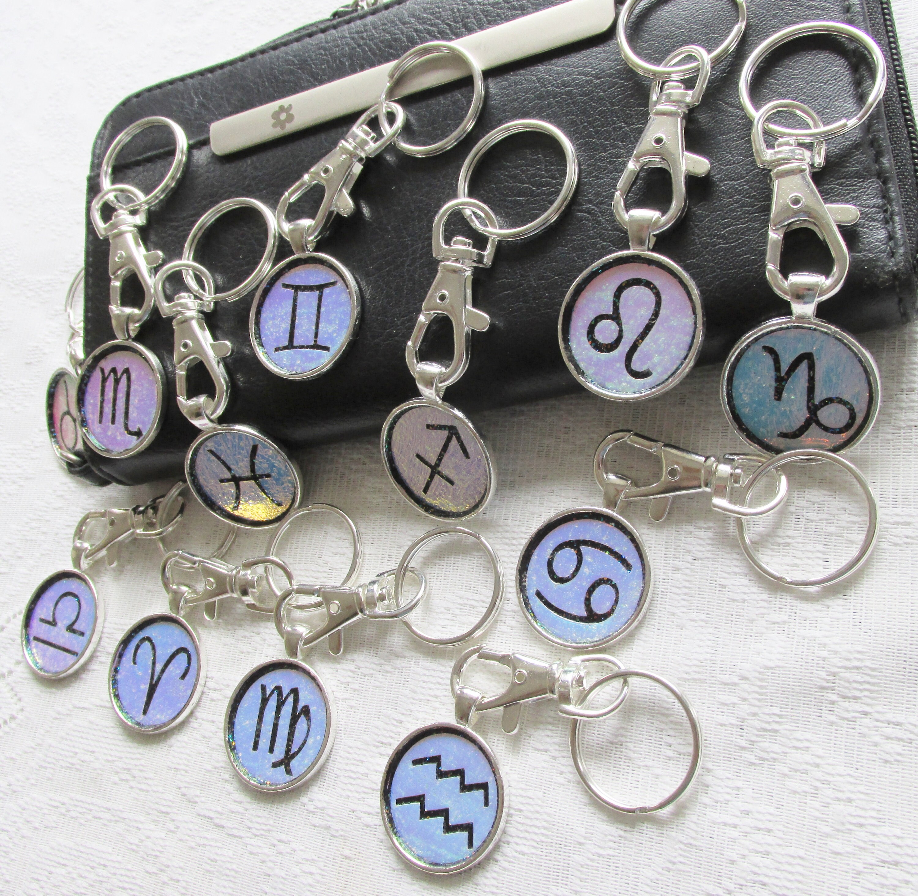 Zodiac Key Chains Amazing Color Changing with Sparkles Trendy Etsy
