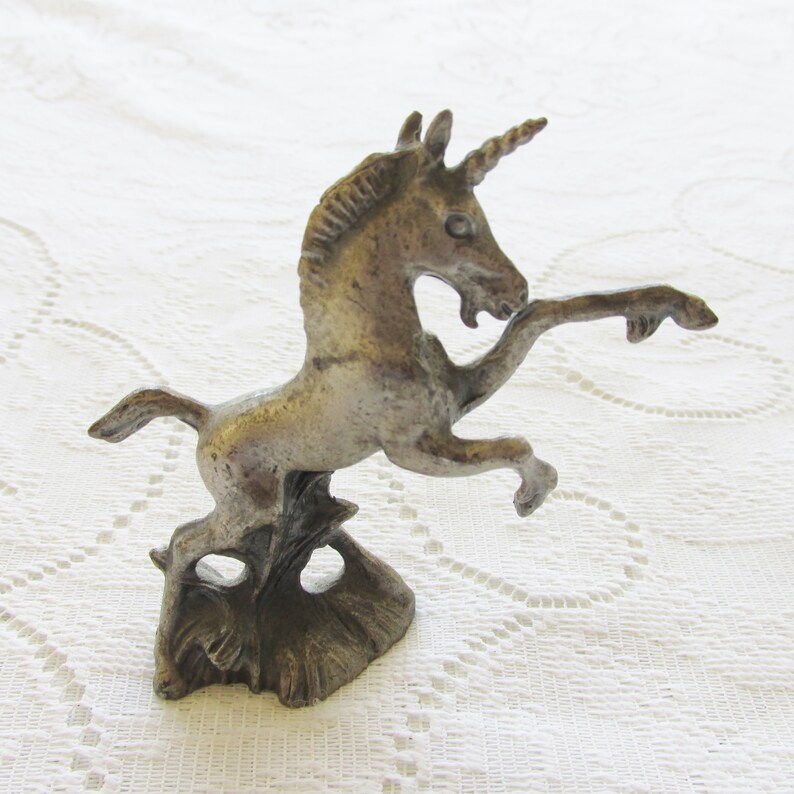 Vintage Pewter Bearded Unicorn Figurine Animal Decor Etsy