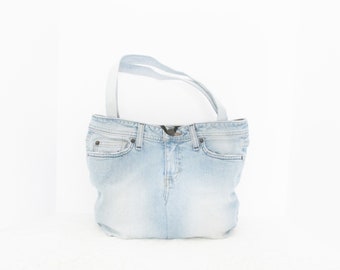 Tote Bag Shoulder Purse Upcycled Denim Jeans NF7