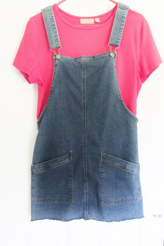 Denim Overalls Skirt Dark Blue Size Medium 7 9 NF63 Etsy