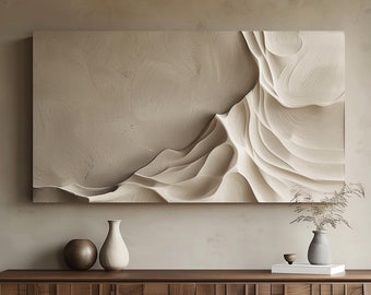 Beige 3D Wood Wall Art: Minimalist Home Decor Sculpture